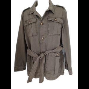 Madewell Utility Jacket Olive Green Belted Womens Sz M Fair Trade